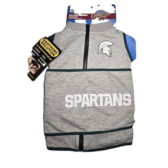 Pets First Other - NCAA Michigan State Spartans Dog Anxiety Shirt Calming Soothing Vest LARGE grey